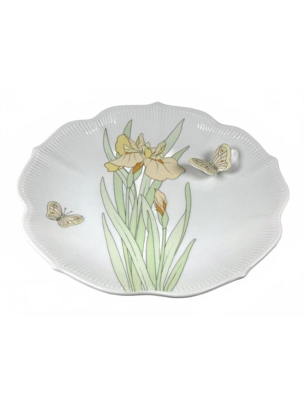 Vintage Cameron Japan Iris Butterfly Porcelain Decorative Plate Scalloped Rim - Picture 7 of 10